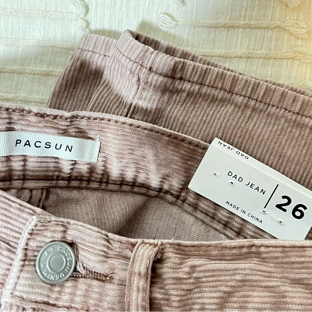 PACSUN Pink Corduroy Dad Ankle Pants Size 26